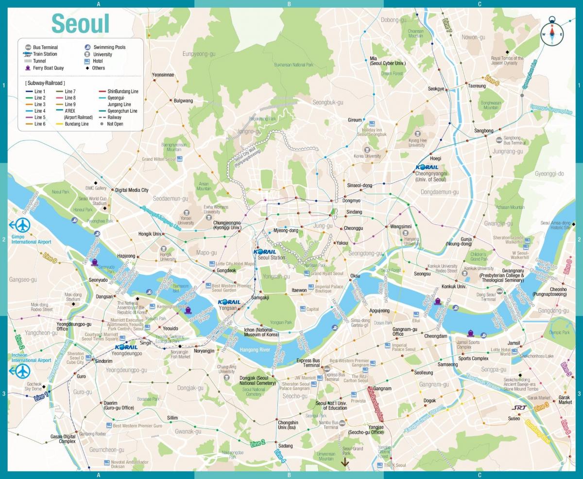 Kaart van het busstation in Seoel