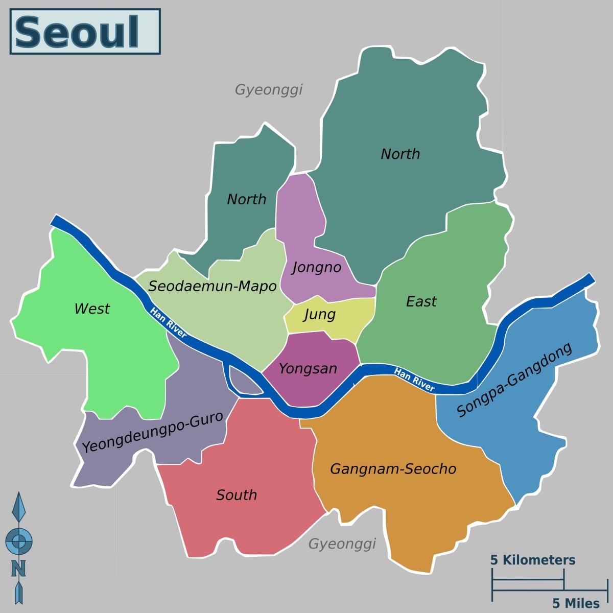 Kaart van Seoelse buurten